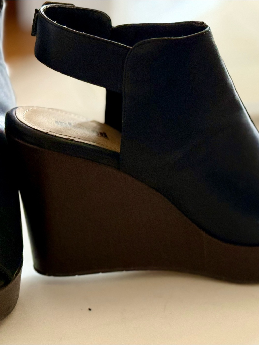 Unlisted Black Open-Toe Platform Ankle-Heels - Picture 6 of 8